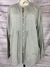 Coldwater Creek Button Front Shirt Womens PXL 18 Long Sleeve Stripe 100%... - $13.50