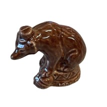 Wade Whimsies Red Rose Tea Brown Bear Figurine Glazed Porcelain England - $9.74