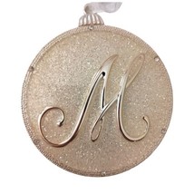 Cracker Barrel Ornament Letter M Christmas Pale Gold Tone Crystals Sparkly NEW - £11.58 GBP
