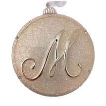 Cracker Barrel Ornament Letter M Christmas Pale Gold Tone Crystals Sparkly NEW - £11.68 GBP