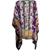 Domani Womans Silk Kimono Top Multicolor V Neck Floral Pattern OS Made I... - £57.99 GBP