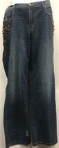 Verkia Women&#39;s Dark Wash Jeans w/ Stones Bejeweled Pockets Sewn Size 16 - £12.86 GBP