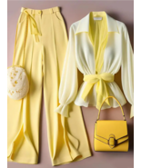 Yellow  Tailored Trousers Loose Pants Suit - $1,887.04 MXN+