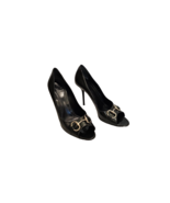 GUCCI Black Patent Leather Stilletos with Gold Horsebit at Vamp - Size 10.5 - £156.93 GBP