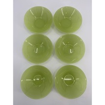 Vintage Arc France Set of 6 Apple Green Glass Bowls 6.5&quot; - £29.31 GBP