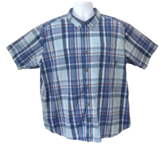Columbia Mens Button Down Blue Plaid Short Sleeve Fishing Camp Dad Shirt... - $16.78