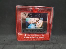 Our First Christmas Photo Ornament Silver Frame 1.5&quot; x 2.5&quot; - £6.02 GBP