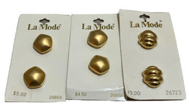 La Mode Gold Round Sewing Buttons Cards Made in Japan Italy Size 3/4 in ... - $10.86