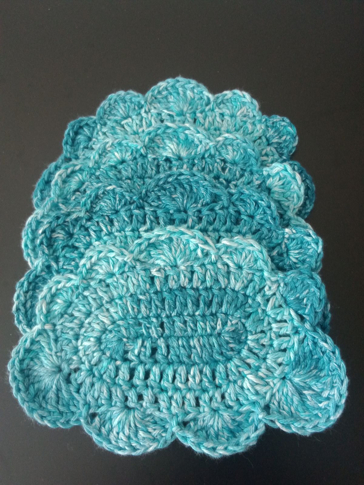 Handmade Crochet Multi-color Blue Cloud Coasters Set of 4 - $24.00