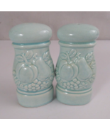 Vintage Kmart Blue Fruit Design 4&quot; Salt &amp; Pepper Shakers Japan - $17.64 CAD