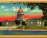 West Virginia State Capitol Kanawha River Charleston WV UNP Linen Postca... - £2.32 GBP