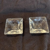 Vintage Heavy Duty Clear Square Pair of Glass Candlestick Holders 3.5x3.5 - £14.56 GBP