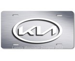 Kia New Logo Inspired Art White on Gray FLAT Aluminum Novelty License Ta... - $17.99