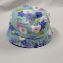 Vintage Gymboree &#39;01 Sweet Chic Fleece Bucket Hat Baby Girl 0-3-6 Purple Flowers - £11.76 GBP