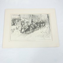 Antique 1882 Print A Straw Ride in Ohio Snow Sleigh W.A. Rogers Harper’s... - $49.99