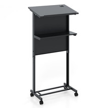 3-Position Height Adjustable Lectern Table with Tilted Tabletop-Black - $139.49