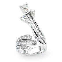 PalmBeach Jewelry 1.56 TCW Pear-Cut and Round CZ Platinum-Plated Crossover Ring - £15.67 GBP