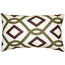 Tuscany Linen Sage Diamond Chain Throw Pillow 12x19, Complete with Pillo... - $47.20