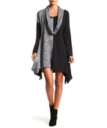 Papillon Sharkbite Sweater Dress With Tonal Scarf sz S NEW - $64.50