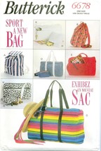 Butterick 6678 TOTE BAGS Sport Grocery Book Beach Backpack Sewing Pattern UNCUT - £14.74 GBP
