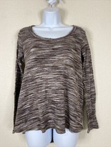 Knox Rose Womens Size S Brown Heathered Knit Scoop Neck Blouse Long Sleeve - £5.14 GBP