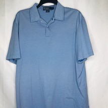 Polo Ralph Lauren Golf Shirt Size Large Blue White Striped Pima Cotton Mens - £15.79 GBP
