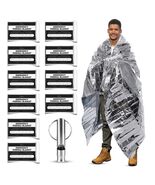 CloudTen Emergency Blanket Bundle 10 Tear Resistant Mylar Blankets Whistle - $21.16 CAD