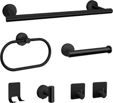 7 Pcs Bathroom Hardware Set, Matte Black Stainless Steel, 4 Robe Towel H... - $37.99