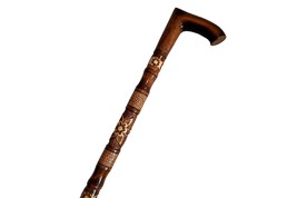 Wooden walking cane, Rustic walking stick made of wood, Pretty handcarve... - £90.49 GBP