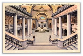 State Capitol Interior Corridor Salt Lake City Utah UT UNP Linen Postcard N24 - £2.28 GBP
