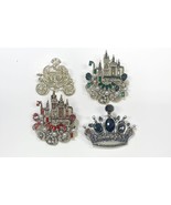 4 Fantasy Brooches in Enamel and Rhinestones Castle Crown &amp; Carriage - $641.48 MXN