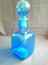 Empoli Art Glass blue DECANTER Stopper Genie Bottle Italy - $98.99
