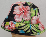 City Hunter Black Bucket Hat Floral Hawaiian Tropical Beach Lightweight  - $10.93