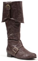 Ellie Shoes Men&#39;s 1&quot; Heel Knee High Pirate with Buckle dcor Boots Sizes S BRWP - £129.69 GBP