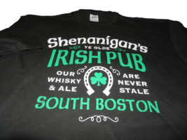 NEW Mens L Black SHENANIGANS IRISH PUB Tee SHIRT SOUTH BOSTON Shamrock S/S - £17.73 GBP