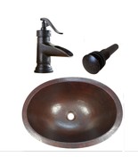 16&quot; Oval Copper Bathroom Sink Dual Mount with Faucet &amp; Pop-Up Drain (COMBO) - £211.05 GBP