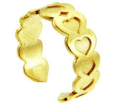 10K or 14K Solid Gold Fancy Heart Toe Ring Adjustable - Yellow, or White Gold - £115.63 GBP+