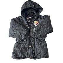 Vintage Starter Steelers NFL Black Hooded Puffer Jacket Youth Small - $876.53 MXN