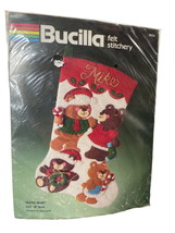 Bucilla Festive Bears 18&quot; Felt Christmas Stocking Kit #82255 - £33.00 GBP