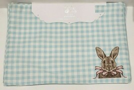 Bunny Tales Easter Bunny Rabbit Fabric Blue Checkered Placemats Set of 4 - £22.30 GBP