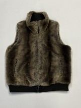 Coldwater Creek Faux Fur Striped Vest Women&#39;s Size L 14 Brown - £11.87 GBP