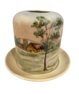 Hand Painted Porcelain Landscape 2 Piece Candle Holder - €20,23 EUR