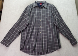 Wrangler Shirt Men's Large Gray Plaid 100% Cotton Long Sleeve Collar Button Down - £13.96 GBP
