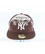 New New Era New York Yankees All Over Print Fitted Hat Cap Brown Wool 7 1/8 - £33.50 GBP