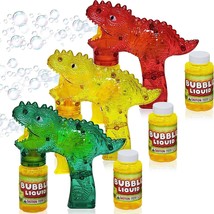 Bubbland Dinosaur Friction Powered Led Bubble Blasters For Kids, 3 Light Up Bubb - £30.25 GBP