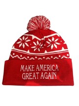 Make America Great Again Trump 2024 Winter Hat with RED Pom Pom Trump Hat - £16.81 GBP