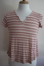 PINK ROSE Women&#39;s Short Sleeve V-Neck Knit Shirt Top size S New - £10.08 GBP