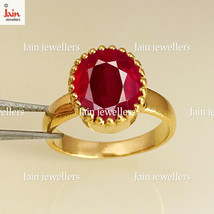 18 Kt, 22 Kt Real Gold Natural Ruby Gemstone Unisex Ring Size 7 8 9 10 11 12 13 - £737.03 GBP+