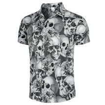 Skull Shirts For Mens And Women Adult Teen Boy Hawaiian Cool Button Up 3D Hallow - £40.60 GBP