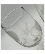 STEMMED WINE GLASSES &quot;With Love&quot; (2 pcs) His &amp; Hers Toasting Glass Goble... - $25.65
